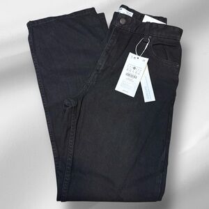 Bershka Victoria Black Denim Jeans Size 6 Petite Straight Leg High Waist